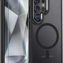 WRJ Case for Samsung Galaxy S25 Ultra, Translucent Magnetic Phone Case for Women Men [Compatible with Magsafe] Slim Anti-Fingerprints Shockproof Protective Cover with Screen Protector-Black