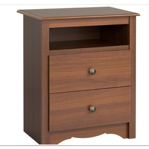 Prepac Yaletown Traditional 2-Drawer Tall Nightstand Side Table, Bedside Table with 2 Drawers and Open Shelf 16" D x 23" W x 28" H, Espresso, EDNH-1202-1