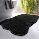 Large Bathroom Rugs, 24X36 Soft Absorbent Non Slip Microfiber Bath Mat Rugs, Modern Bath Rug Mat Area Carpet for Bathroom Shower Floor Decor, Machine Washable (Black)