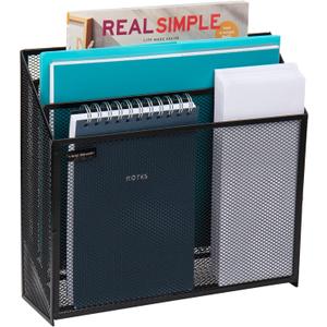 Mind Reader Vertical File Storage, Desktop Organizer, Workspace, Office, Metal Mesh, 12.5"L x 3.75"W x 11.5"H, Black