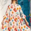 RONGTAI Girls Dress Back to School 3D Cartoon Print Round Neck Lightweight Casual 3/4 Flutter Sleeve Party Dresses Size 6-12 (10-11 Years, Animal)