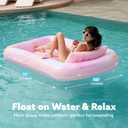 SLOOSH Inflatable Tanning Pool Lounger Float, 70" x 46" Pool Floats Adult with Pillow, 4 in 1 Suntan Tub Raft Floatie,Sunbathing Bed Lounge for Water Blow Up Ball Pit Party Gifts