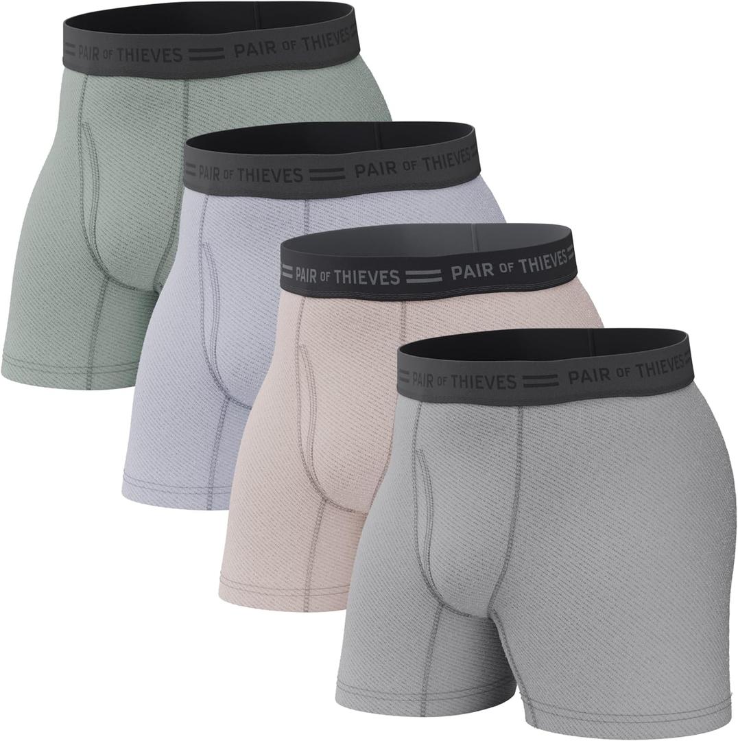 Pair of Thieves Men Every Day Kit Boxer Briefs | Underwear for Men | Soft, Tagless, Cotton Spandex Blend | Moisture Wicking (Large, Assorted) 4 Pack