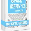 Upgraded 6x14x1 MERV 13 furnace replacement filter,household air conditioning and air conditioning HVAC filter replacement,6 pack