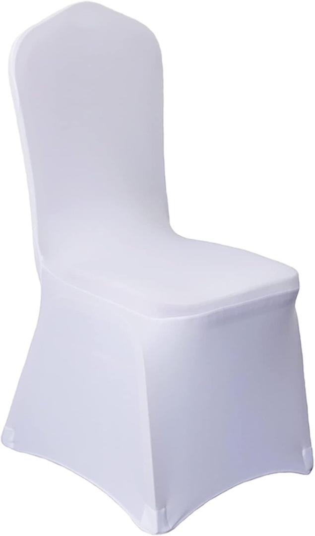 50Pcs White Washable Removable Universal for Wedding Party Dining Banquet Polyester Spandex Stretch Slipcovers Chair Covers