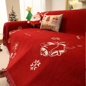 UWWGKK Couch Cover for Loveseat Covers Reversible, Christmas Bells Couch Slipcover with Tassel for Holidays,Living Room (71"x 118")