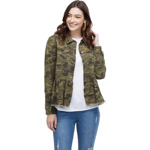 Mud Pie Women's Denim Peplum Jacket (Green), Small