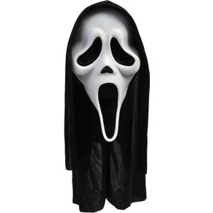 Adult Scream Mask | Classic Ghost Face Slasher, Horror Movie Killer Costume Accessory (Black)