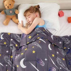 yescool Weighted Blanket 5 Pounds Cooling Weighted Lap Blanket, Star Galaxy Moon Heavy Blankets for Sleeping, Washable Weighted Throw Blanket for 40-60lbs, 36"x48"