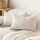 LILEPOY Boho Throw Pillow Covers 12x20 Set of 2 Neutral Decorative Textured Cushion Case Farmhouse Pillowcase Modern Lumbar Pillow Covers for Sofa,Couch, Living Room,Beige and Grey