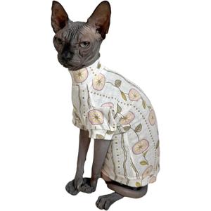 Limited Edition Sphynx Cat T-Shirts Elastic Hairless Cat Sweatshirt Pet Kitten Clothes Round Collar Kitten Shirts Vest Cats & Small Dogs Apparel (Dandelion, XL (10-12 lbs))