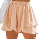 YOCUR Womens Flowy Casual Shorts Boho Simple Ruffle Tiered Skorts High Waist Wide Leg Loose Beach Vacation Cute Shorts