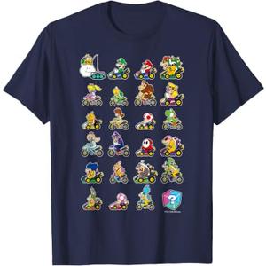 Mario Kart Character Stacks T-Shirt, 2XL, Navy Blue