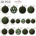 36pcs Velvet Ornaments for Christmas Trees, Flocked Christmas Balls Sets Assortment for Xmas Tree Holiday Decor (Avocado Green)