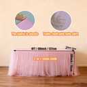 1-Pack Pink 2-in-1 Tulle Tablecloth for 4-Foot Rectangular Table – Stretch Fitted Table Skirt & Cover for Baby Shower, Bridal, Birthday, Princess Party, 48" x 24"