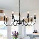 LASENCHOO Black Farmhouse Chandeliers for Dining Room Light Fixture, Rustic Metal Traditional Candle Chandelier for Bedroom Kitchen Living Room Entryway Foyer Farmhouse Light Fixtures Ceiling Hanging