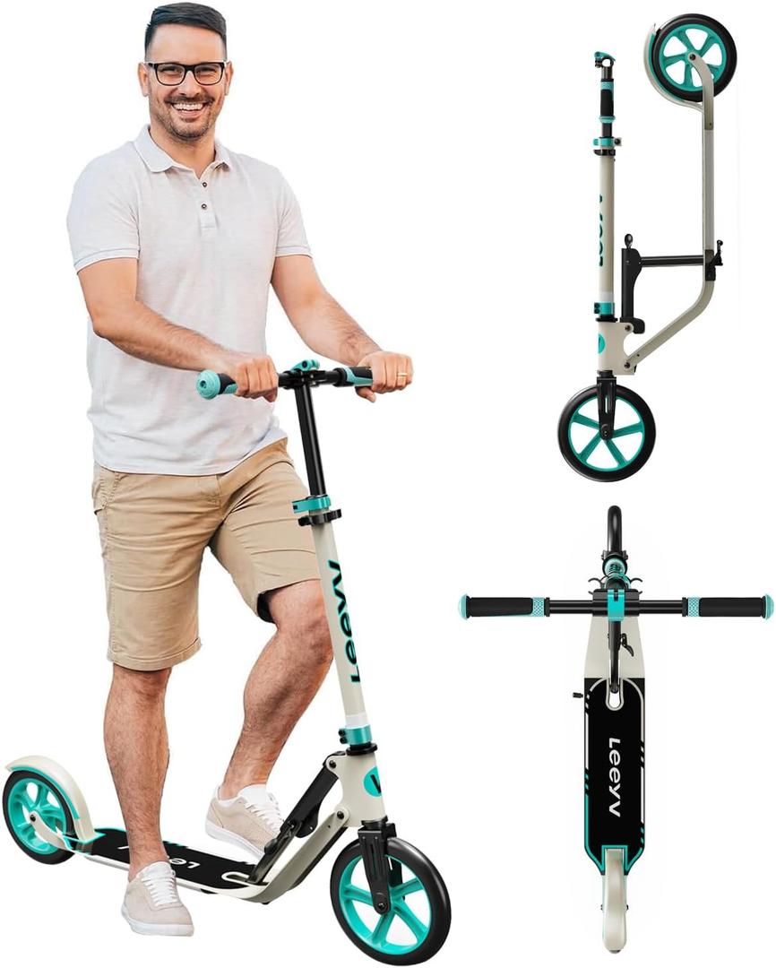 Adult Scooter with Big Wheels | Adjustable Height, Foldable Aluminum Frame | Smooth Ride for Urban Commuting and Outdoor Fun | Suitable for Teens 8-12 | 220 lbs Weight Limit