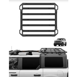 JROAD Bronco Hard top Platform Roof Rack, Rear Cargo Basket for 2021 2022 2023 2024 Ford Bronco Hardtop 4-Door (Exclude Bronco Sport) Bronco Half Short Luggage Rack Rooftop Storage Carrier Shelf