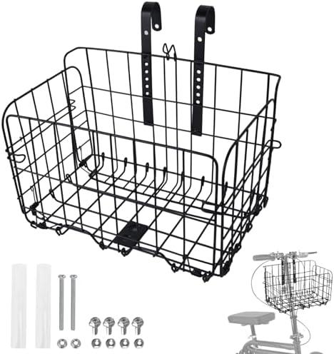 diatomiteco Knee Scooter Basket Accessory, Removable Wire Basket, Fits Most Knee Scooter Models, Easy Installation, Foldable Design, Black Metal Handlebar Mount