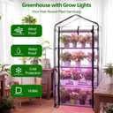 Indoor Greenhouse with Grow Lights, 4-Tier Mini Greenhouse w/Multiple Modes Plant Lights & Waterproof Base Mat & Zippered Door, Walk-in Green House for Growing Plants, Seed Starting, Seed Tray
