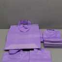 Weewooday 50 Pcs Frosted Plastic Gift Bags with Handles for Small Business Clear Shopping Bags with Cardboard Bottom,4 Sizes (Purple)