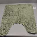 Reyox Chenille Bath Mat, Toilet Rugs U Shaped, Soft Plush Bath Bathroom Rug, Absorbent Shaggy Bathroom Contour Rug Sage Green 19.7"x15.7"