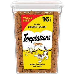 Temptations Classic Crunchy and Soft Cat Treats Tasty Chicken Flavor, 16 oz. Tub (1 Pound (Pack of 1))