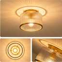 MAYNA Modern Gold Ceiling Light Fixture, 1-Light Hallway Light Fixtures Ceiling Mount, Dimmable Foyer Kitchen Lighting Fixtures for Bedroom Bathroom Dining Room Laundry Room Entryway