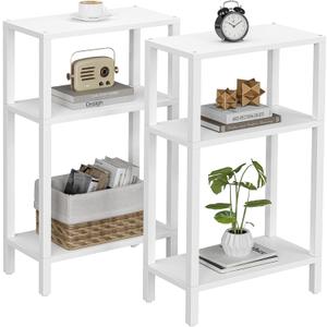 TUTOTAK Small Side Table, Narrow End Table, Skinny Sofa Table, Slim Nightstand, Couch Table, Living Room, Bed Room, White TB01BW0772 (3-Tier7.9"D x 15.8"W x 26"H)