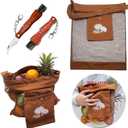 Mushroom Foraging Kit,Mesh Pouch Harvesting Bag,Mushroom Hunting Bag Includes Mushroom Knife for Mushroom,Fruit Picking (Brown)