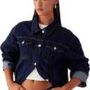 Sarwoldey Jean Jacket Women Dark Indigo Denim Jacket (US 4-6)