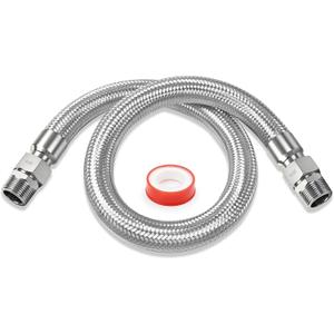 3/4" x 40" Air Compressor Jumper Hose – Corrugated Stainless Core, Braided Protective Sleeve, 870 PSI, 3/4" NPT Rotating Ends