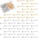 UNICRAFTALE 200Pcs 2 Colors 18K Gold Plated Earring Posts Flat Pad Earring Studs Stainless Steel Stud Earring Findings Flat Round Blank Earring Pads for DIY Earring Making 2mm