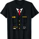 Train Conductor Costume Locomotive Railroad Men Boys Kids T-Shirt, Black
