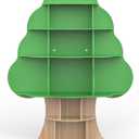 Tree Kids Bookshelf, Toddler Wood Bookcase, 16-Cubby Children Toy Storage Organizer Book Shelf for Kids Rooms, Nursery, Bedroom, Living Room, Classroom, Boy Girls Gift (Green Tree) (53.5"H)