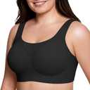Womens Plus Size Supportive Bras Full Coverage Wireless Minimizer Wider Strap Back Smoothing Comfort Shaper Bra (Black, L)