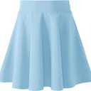 Hvididan Blue Skirt for Girls, Size 10-12 Uniform Pleated Skater Skirts Kids Casual Mini Flare Plain, Light Blue