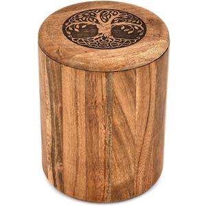 Food Jars & Canisters Acacia Wood Wooden Food Storage Jars Tree Of Life Engraved on Lid for Keeping Cookies, Coffee, Flour, Sugar, Rice (4.5" x 4.5" x 6")