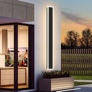 48IN Long Outdoor Modern LED Wall Light Fixture, IP65 Waterproof 36W 3200LM Black Wall Mount Light, Exterior Wall Sconce for Porch Patio, 3000K/4000K/5000K Adjustable, Dimmable, ETL