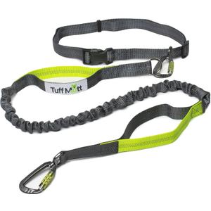 Tuff Mutt Hands-Free Waist Leash for Dog Walking, Running and Hiking, Carabiner Clip, Adjustable Belt with Double Handle, Reflective Bungee Design for Large & Medium Dogs