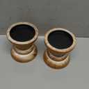 Candle Holder for Pillar Candle Set of 2, Farmhouse Wood Candle Holder, Rustic Wooden Candle Stand, Vintage Small Wooden Candlestick Holders for Living Room, Table Centerpiece, Brown