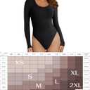 REORIA Womens Long Sleeve Bodysuits Fall Basic Round Neck Lightweight Double Lined Layering Slim Body Suit Tops (Blue, L)
