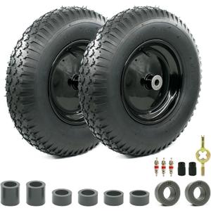 2-Pack of 4.80/4.00-8 Pneumatic Tire and Wheel,2PR (Air Filled)- 5/8"or 3/4" Powdered Metal bushings and 3"or 6"Center Hub,for Wheelbarrow,Garden and Utility Cart,Trolley,Wagon and More (MYTT4008-2)