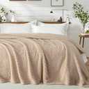 Exclusivo Mezcla Queen Size Fleece Blanket for Bed, Soft Warm Throw Blanket for Fall Winter, Cozy and Lightweight Decorative Bedding Blankets, 90x90 Inches, Camel