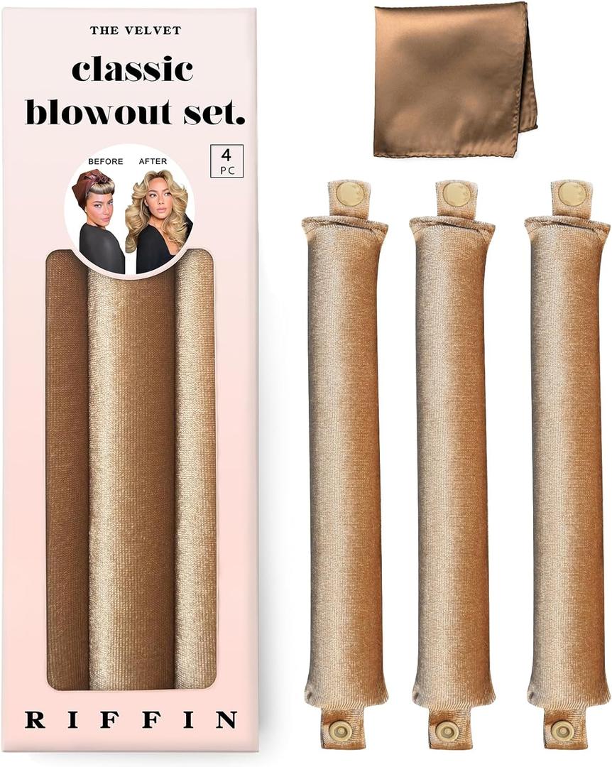 Classic Velvet Heatless Hair Curler Curling Rod Set - Soft Jumbo Large Flexi Rods Hair Rollers Curlers to Sleep in for Women, No Heat Heatless Curls Overnight Rods for Long Hair Volume Look Blonde