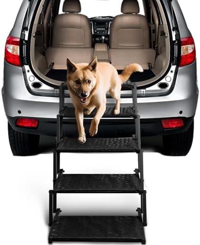 Dog Stairs for Car - Foldable Dog Ramps for Large Dogs with Non Slip Surface, Portable Dog Steps for Cars and SUV, Truck, Support Up to 200 Lbs