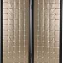 HomeRoots1 x 59" x 67" Gold Wood & Fabric Screen Room Divider