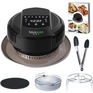 Sousvide Art 7-in-1 Instant Pot Air Fryer Lid 8 qt, Instant Pot Pressure Cooker Attachment - Fryers Lid - Instapot Accessory - Air Fryer Accessories Combo with Basket, Rack, Mat, Tongs, Cookbook