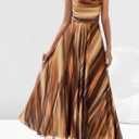 BTFBM Women Summer Floral Maxi Dresses Elegant Spaghetti Strap Dress Printed Party Dress Beach Long Dresses (Brown, XL)