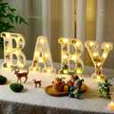 Realspring Baby Shower Sign Babe Marquee LED Letters Battery Operated Light up Centerpieces Glowing Home Table Party Decor for Boy Girl Gender Reveal Birthday, 8.26''(Forest,Green)